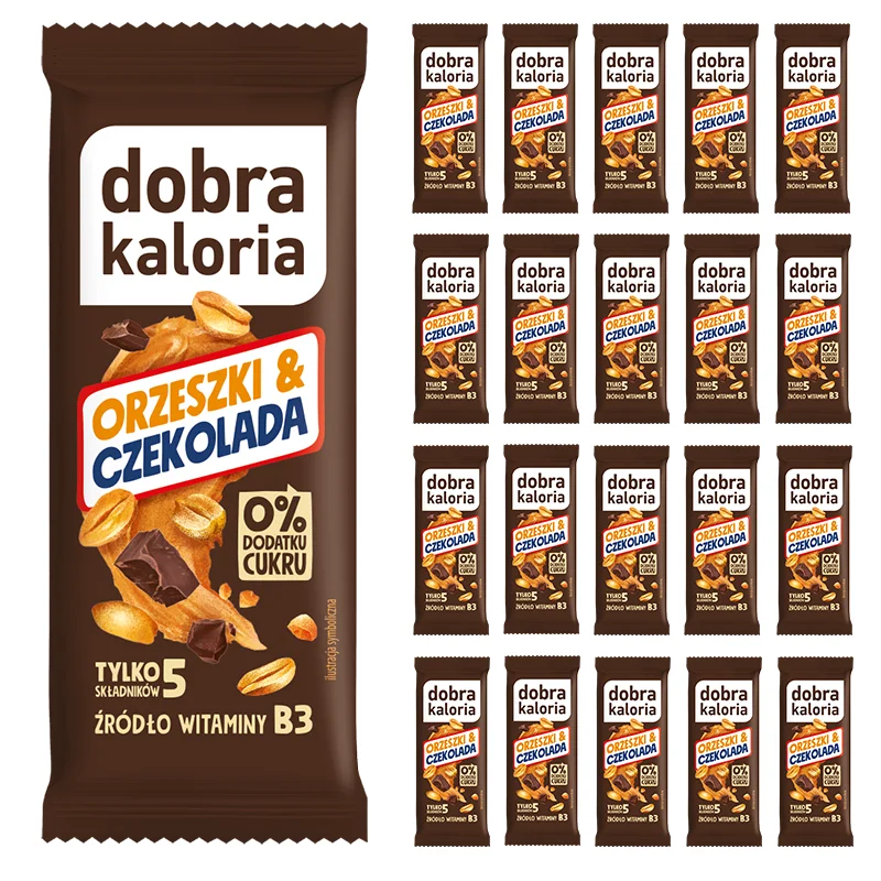 Zestaw 20 sztuk Dobra Kaloria Zestaw Batonów Orzech i Czekolada