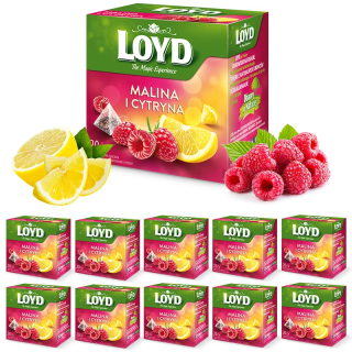 Zestaw 10 sztuk Herbatka Owocowa LOYD Malina i Cytryna 20 piramidek
