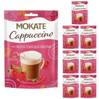 Zestaw (7x) - Napój Kawowy Kawa Cappuccino Rozgrzewająca Malina Pyszna Pianka 40g Mokate