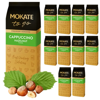 Pack of 10 – MOKATE TO GO Cappuccino Coffee Drink, Hazelnut Flavour, 1kg, for vending machines