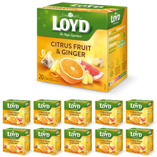 Zestaw (10x) - Ekspresowa Herbata Owocowa Owoce Cytrusa Z Imbirem Loyd BIO Torebki 20szt
