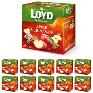 Zestaw (10x) - Ekspresowa Herbatka Owocowa Jabłko Cynamon BIO Piramidki 20T Loyd