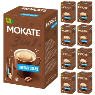 Zestaw 8x Napój Kawowy Kawa Rozpuszczalna 3w1 Instant Brown Sugar Mokate 17g x 16 sztuk