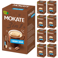 Pack of 8 – Mokate 3-in-1 Instant Brown Sugar Coffee Drink, 17g x 16 sachets