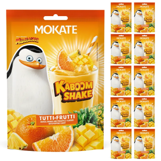 10 x KABOOM SHAKE MOKATE 30g TUTTI FRUTTI POWDERED DRINK WITH POPPING SUGAR