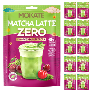 Pack of 10 – Matcha Zero Green Tea Powder, SUGAR-FREE, WŚNIA ACEROLA MOKATE, 20g