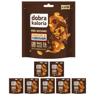 Zestaw (7x) - Mini Batoniki Orzeszki i Czekolada Bez Cukru 6 szt. Dobra Kaloria